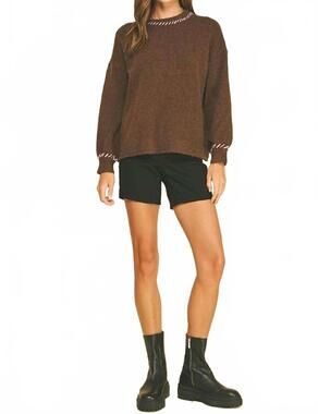 NEW PINCH stitch detailed knit sweater in brown